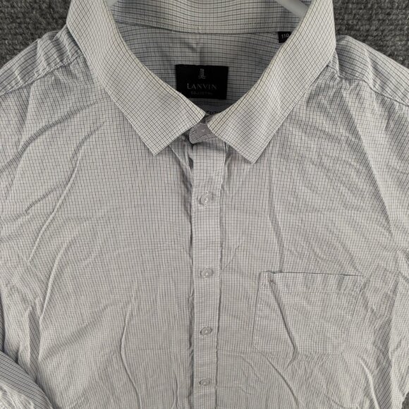 Lanvin Collection Long Sleeve Button Up Shirt Blue Check Size 110 (L/XL) Cotton - Picture 1 of 16